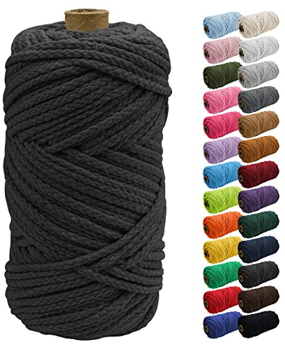 Uiopa Corda Macrame 5mm x 90m, Corda di Cotone Grosso Natural, Filo Macrame Cordoncino Cotone Intrecciato per Appendere Piante, Attaccatura di Parete, Giardino, Artigianato Fai-da-Te