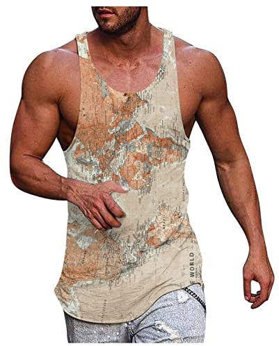 Sommer Tanktop Herren Hawaii Beach Drucken T-Shirt Armelloser Fitness Tank Top Sport Schlanke Racerback Weste Gym Bodybuilding Shirt Lässiges Lockeres Oberteil