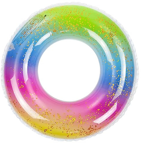 Aufblasbarer Schwimmring Schwimmreifen, Schwimmring Glitzer Regenbogen FÜR Kinder