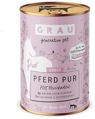 Grau – das Original – Nassfutter für Hunde - Pferd Pur, 1er Pack (1 x 400 g)