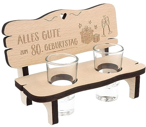 Spruchreif | Schnapsbank mit Gravur | Schnapsbank mit 2 Gläsern | Schnapslatte mit Gläsern | Trinkbank | Jubiläum | Lustiges Geschenk zum Geburtstag | Geschenk 80.Geburtstag