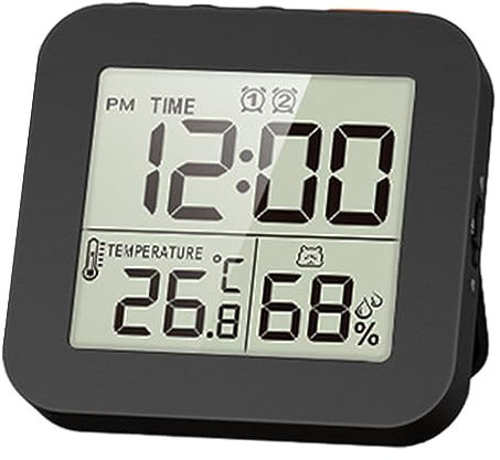 Folpus Reloj de Ducha Digital con Temporizador, higrómetro, Resistente al Agua, para baño, Cocina, Reloj de Pared, Negro