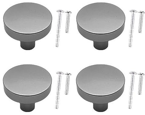 WAenZeeNH 4 Pcs Kitchen Cabinet Knobs 30mm Round Dresser Drawer Knobs Round Grey Cabinet Knob Bedroom Drawer Pulls with Mounting Screws for Cupboard Closet Drawer Door