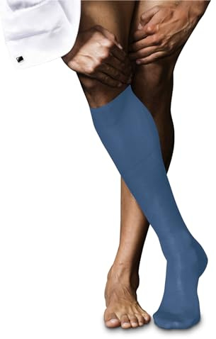 FALKE Herren Kniestrümpfe No. 9 M Kh Baumwolle lang einfarbig 1 Paar, Blau Nautical 6531, 41-42