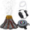 TALOEYH Aquarium Volcano Deko-Set, LED-Licht, mehrfarbig, Luftblase, Aquarium, Dekoration, Lava Vulkan, Aquarium, Dekoration unter Marineblau