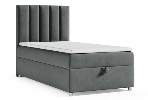 Best For Home Trinity K10 Einzelbett | Boxspringbett 100x200 Mit Bonell Federkernmatratze | Matratzentopper | Bett Mit Matratze Und Stauraum
