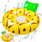 Luftmatratze Pool Wasser mit Netz, Poolsessel Schwimmsessel Schwimmkissen Pool Hängematte Sitz Liege Aufblasbare Schwimm Insel Floaty für Pool Erwachsene Kinder Groß Stabil (Ananas)
