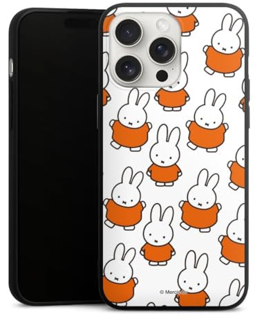 Premium Silikon Hülle kompatibel mit Apple iPhone 15 Pro Max Handyhülle schwarz Case Muster Miffy Hase