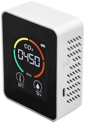 3 In1 Carbon Dioxide Detector, Air Quality Detector Indoor, Temp & Humidity CO2-Meter Quality Monitor For Kitchen, Living Room, Bedroom, Office(White)
