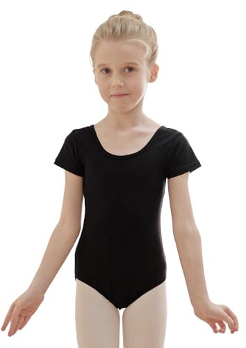 zffriction Ballettanzug Mädchen Ballettkleidung Kinder Ballett Trikot Turn-Leotards Gymnastik Turnanzug Trikot aus Baumwolle für Mädchen Damen(120,Schwarz)