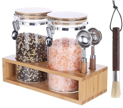 Ken's Kitchen Bocaux Rangement en Verre Hermétique Lot de 2x1200ml avec 2x cuillère,Pots et Bocaux de Conservation Cuisine avec Couvercle pour Céréales,Cornflakes,Spaghetti,boîte pour le café,le thé