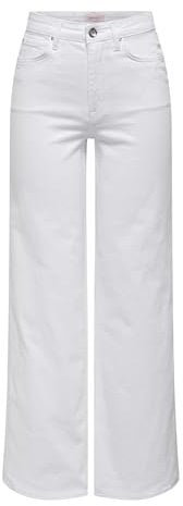 ONLY Onlmadison Blush Hw Wide DNM Cro Noos Jean à Jambes Larges, Blanc, XL / 32L Femmes