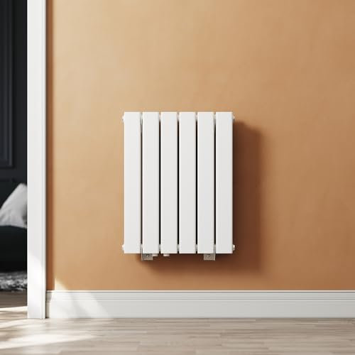 SUNXURY Badheizkörper 600x465 mm Vertikal Heizkörper Flachheizkörper Klein Seitenanschluss Handtuchwärmer in weiss Design Paneel Doppellagig Wandheizkörper