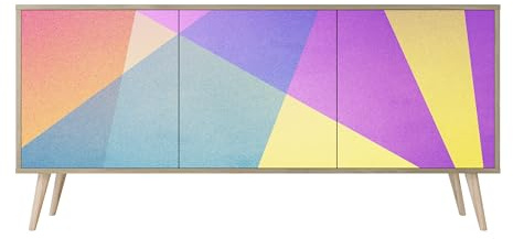 HEALANCY Komodenschrank - Kommode mit 3 Türen- Flurkommode- Schrank - Highboard - Kleiderschrank Möbel - Wohnzimmer Schlafzimmer Esszimmer Flur - Sideboard- Riva-Eiche