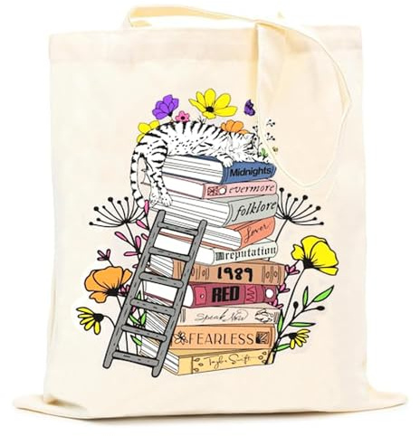 Lonimia Bolsa de tela impresa, TS Album Inspirada Bolsa de transporte para mujer, TS Canvas Tote Bag Bolsa de tela Aesthetic Bolsa de algodón Bolsa de lona Regalo Amantes de la música