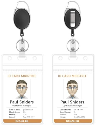 Mecool 2 Pcs Badge Holder with Retractable Lanyard, Waterproof ID Card Reel | Carabiner Belt for Photocard and Keyring