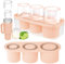 HOTUT Ice Cube Tray for Stanley Cups,Large Silicone Ice Cube Tray with Lid for Freeze,Cylinder Ice Maker for 20-40 oz Tumbler,Easy to Remove Ice Cube Tray for Freezer Cold Drink Juice Coffee (Pink)