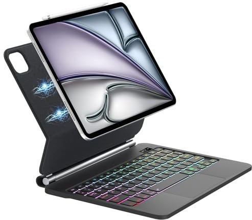 WINCHKING Tastiera per iPad Air 13 2024 - Magic Keyboard per iPad AIr 13 pollici, Trackpad Multi-Touch,AZERTY Retroilluminazione 7 Colori
