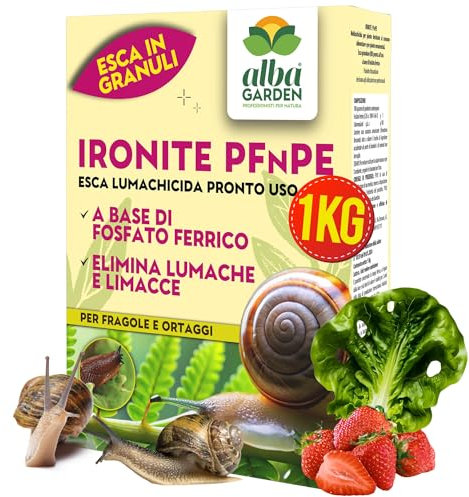 Albagarden - Esca Lumachicida Pronto Uso - Fosfato Ferrico Elimina Lumache e Limacce PFnPE Resistente alla Pioggia - per orto e Giardino - Polvere x 1 kg