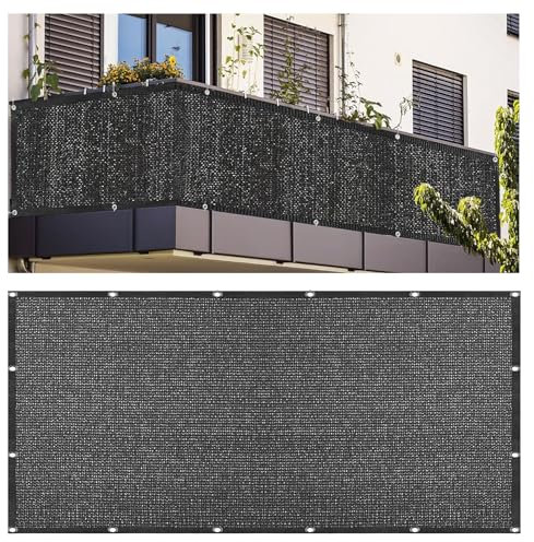 CAQXAQP Noir Filet d'ombrage Rectangulaire pour Terrasse, 95% UV Protection -1mx1m Voile d'ombrage Respirant avec Œillets pour Balcon Jardin - 180g/m² Brise-Vue Extérieur