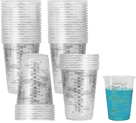 50 Gobelets Doseurs en Résine Époxy, 240 ml Godet de Mélange de Peinture, Godet Gradué, Godet de Mélange de Peinture, Godet Gradué en Plastiques Réutilisables, pour Mélange de Résine