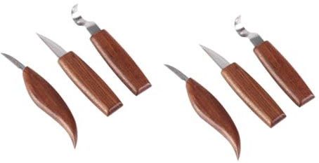 Housoutil 2 Ensembles Graver Ensemble Travail Du Bois Sculpture Coupeur Tailler Matériel Outils Couteaux À Bois Utiles Couteaux À Découper À La Main Noyer Noir Brun 3 Pièces * 2
