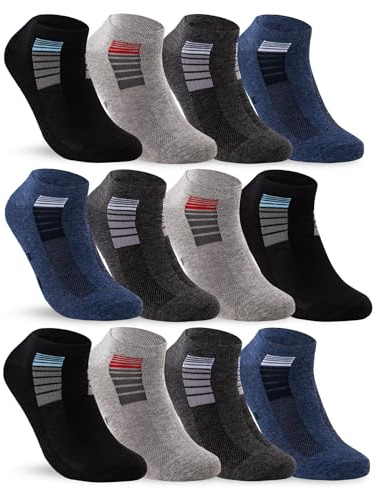 sockenkauf24 12 Paar Herren Sneaker Socken Mehrfarbig Baumwolle