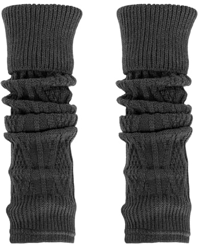 Yikki Winter Beinstulpen, Leg Warmers Damen, Wolle Stulpen für Damen, Lange Gestrickt Beinwärmer, Kniestrümpfe Kinder, Kniewärmer In Einheitsgröße (Grau, Einheitsgröße)