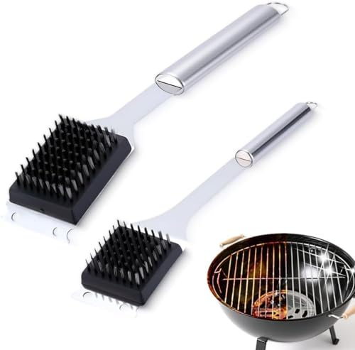 Ensemble 2 pièces Brosse Barbecue, Ustensiles Barbecue, Brosse Nettoyage 2 in 1 Multifonctionnelle Brosse Metallique Grille Barbecue avec Grattoir pour Un Nettoyage en Profondeur