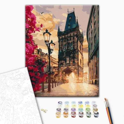 murando - Malen nach Zahlen Stadt Prag 50x40 cm Malset mit Holzrahmen auf Leinwand für Erwachsene Kinder Gemälde Handgemalt Kit DIY Geschenk Dekoration - Geschenkidee BS44286