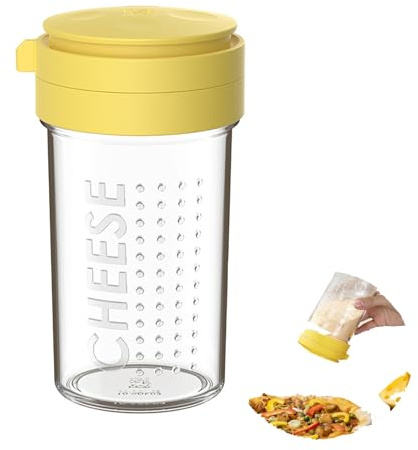 Glass Parmesan Cheese Sprinkler, 12-Ounces, Airtight Lid, Anti-Clogging Powder Dispenser for Spices, Sugar