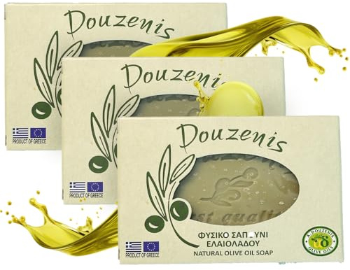 Theoni Soap Bar Made With Olive Oil - Natural Body Soap for Men & Women's Face, Hair, Body & Hands | Moisturising & Exfoliating Bath Soap For Sink & Shower Soap Bar, Gentle On Sensitive Skin [3-Pack]