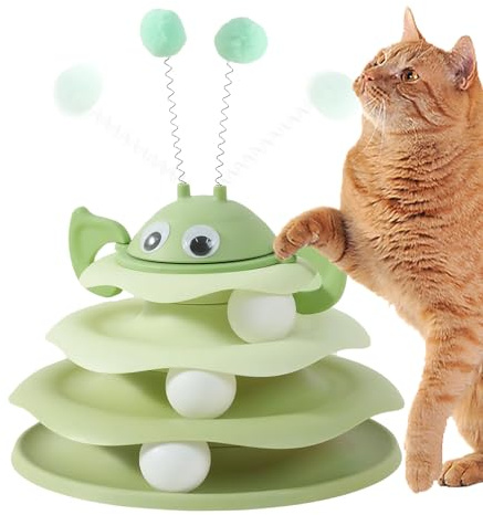 Interaktives Spielzeug für Katzen, Spielturm mit 3 Ebenen, Spielzeug für Katzen, für drinnen und draußen, Wohnzimmer, Schlafzimmer, Keller, Haus
