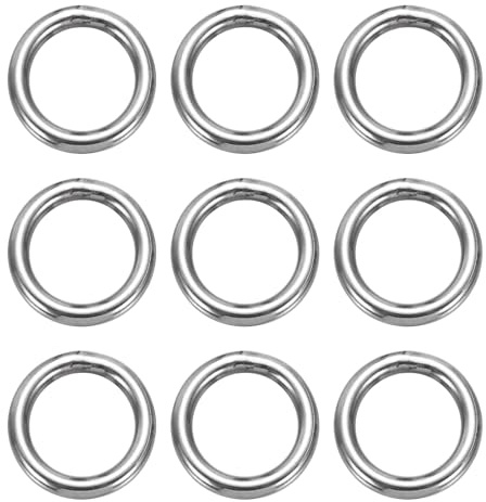 QUARKZMAN Edelstahl O Ringe 14mm ID 20 AD 3mm Dicke Metallringe, 9pcs | Nahtlose Metallringe zum Basteln Hundeleine Vorhang Tasche Seil Hängematte Kronleuchter Pflanzenaufhänger