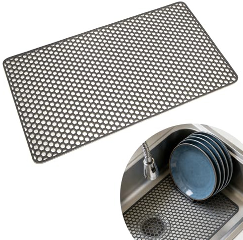 Alfombrilla de silicona para fregadero, 72 x 40 cm, resistente al calor y antideslizante, se puede cortar como alfombrilla de goteo y alfombrilla protectora para fregadero de cocina, lavabo, balcón