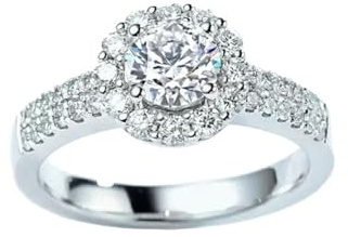 Beydodo Damen Ringe Weißgold 750 Echtgold, Verlobungsring Luxus Blume mit Diamant 1.16ct Eheringe Hochzeitsringe Gr.60 (19.1)