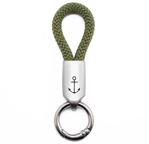 GIPFELWELLE Edelstahl Schlüssel Anhänger Kette Ring Paracord mit Gravur, Segeltau handgemacht, Damen Herren