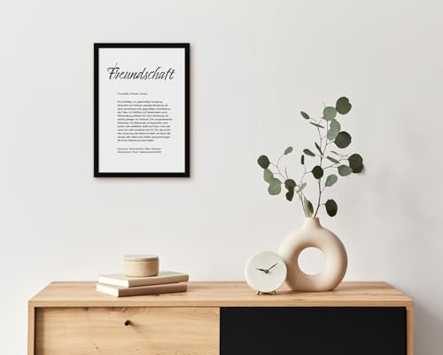 OHM® Poster & Kunstdrucke – Freundschaft – DIN A4 Wandbild mit Rahmen | hochwertige Premium-Qualität inklusive Bilderrahmen schwarz, Geschenk für beste Freunde zum Geburtstag Weihnachten Abschied
