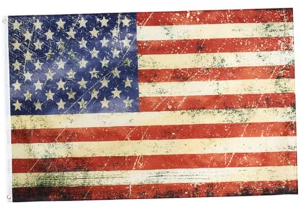 Hemobllo Bandiera Americana Vintage in Poliestere Rosso 90x150cm, Leggera e Portatile, Decorazione per Casa e Giardino, per Eventi Patriottici e Festa Dell'indipendenza