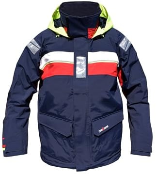 crazy4sailing Herren Segeljacke Bergen Offshore Funktionsjacke Ölzeug, Farbe:Navy/Red/White, Größe:S