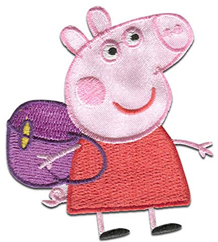 Aufnäher/Bügelbild - Peppa Wutz 'Rucksack' - rot - 6,0 x 7,0 cm - by Entertainment One © Patch Aufbügler Applikationen zum aufbügeln Applikation Patches Flicken