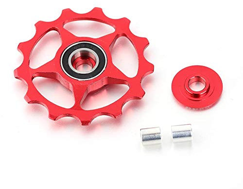 11T / 13T Umwerfer Riemenscheibe Aluminiumlegierung Stützrad Umwerfer Riemenscheibe Fahrrad Führungsrolle für Mountain Road Bike(13T-Rot)