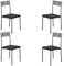MOMMA HOME Set 4 Sillas - Modelo Xara - Color Plata/Negro - Material Metal/Ecopiel - Medidas 41 x 47 x 86 cm