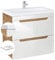 Lomadox Badmöbel Waschtisch mit 61 cm Unterschrank und Keramik Waschbecken, Hochglanz weiß Wotan Eiche Nb., 2 Softclose-Schubkästen