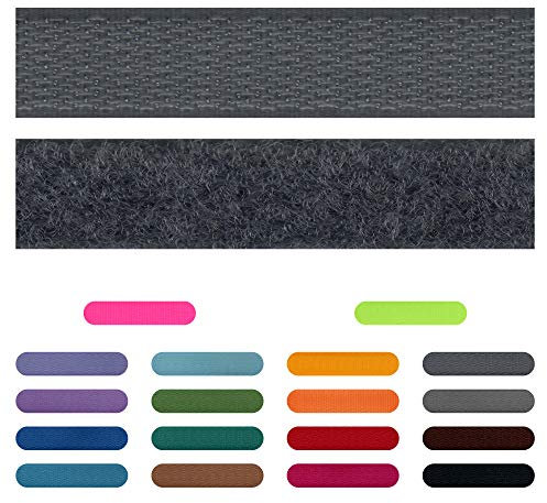 SIMON PIKE 10m x 1,5 cm Klettband grau, (Flausch und Haken im Set), zum Aufnähen, hohe Verschlusskraft, wiederverschließbar, frei zuschneidbar