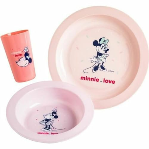DISNEY Coffret repas 3 pieces Minnie confettis : assiette, bol et gobelet - En polypropylene