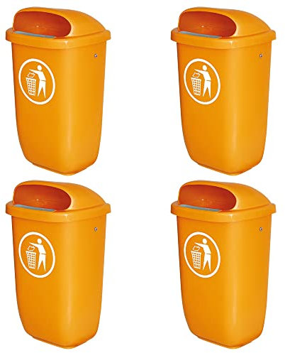 BRB 4 Abfallbehälter für den Außenbereich, 50 Liter, nach DIN 30713, Farbe: orange