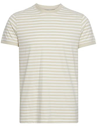 11 Project Bennet Herren T-Shirt Kurzarm Shirt mit Streifen gestreift aus 100% Baumwolle, Größe:XL, Farbe:Oatmeal (130401)