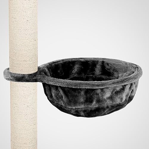 HAPPYPET Universal XL Liegemulde für Kratzbaum Ø 40cm, Große Schlafmulde, Stabiler Metallrahmen, 440g Plüsch, Ersatz-Liegemulde belastbar bis 15kg, Anthrazit