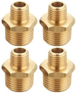 T TANYA HARDWARE 1,3 cm auf 1 cm NPT-Adapter, Messing Reduzier-Sechskantnippel